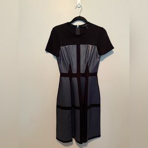 BCBGMAXAZRIA Colorblock Faux Leather Panel Dress
